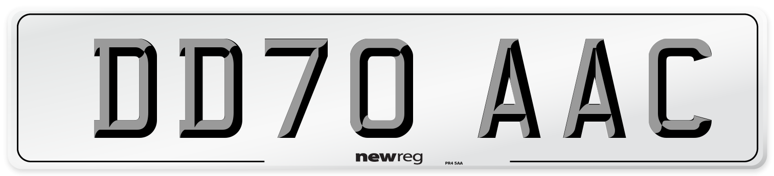DD70 AAC Number Plate from New Reg